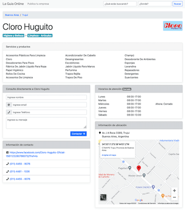 Ficha de un negocio en La Guía Online